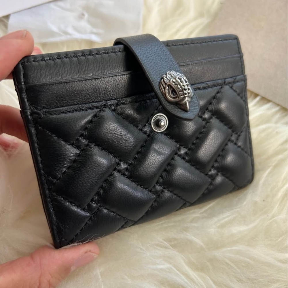 Kurt Geiger Black Quilted Card Holder with Clasp